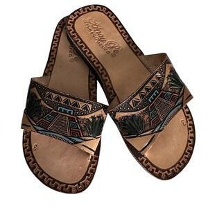 Anay Pe Handmade Leather Sandals Women's Size 3 US 5 Mexican Artisan Slip-Ons